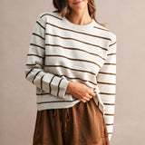 Stripe Knit Top With Scarf