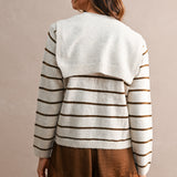Stripe Knit Top With Scarf