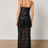 Sheer Bottom Plaid Maxi Skirt