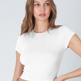 Rib Crew Neck Cap Sleeve Top