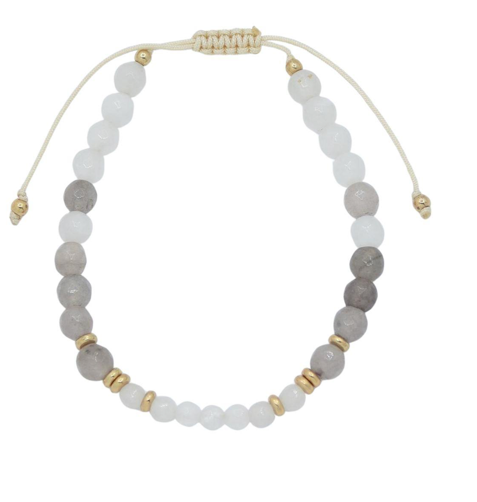 Beaded String Bracelet - grey/white, womens bracelet collection