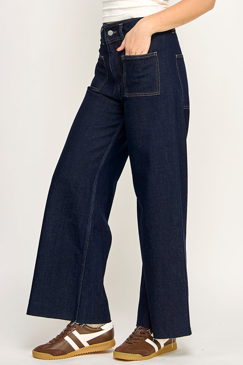Wide Leg Pant - Dark Blue, Women's Pants Collection