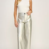 Cropped Wide Leg Faux Leather Pant