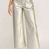 Cropped Wide Leg Faux Leather Pant