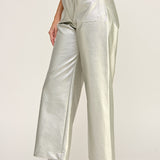 Cropped Wide Leg Faux Leather Pant