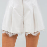 Lace Trim Faux Leather Shorts