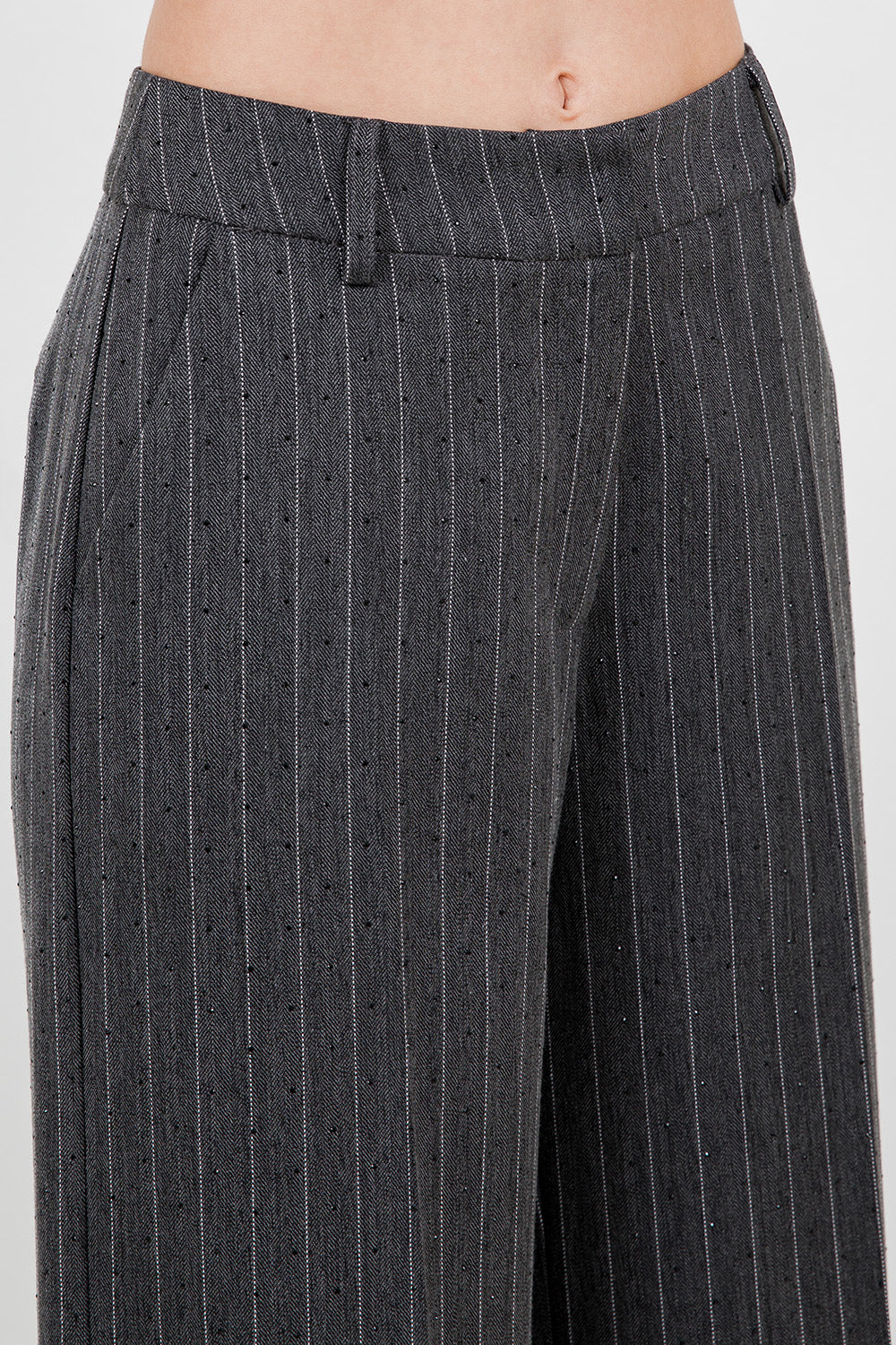 Rhinestone Pinstripe Trousers - charcoal, womens pants/matching set collection