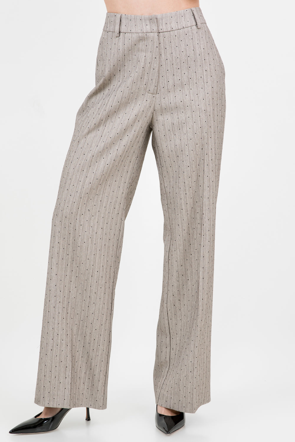 Rhinestone Pinstripe Trousers - taupe, womens pants/matching set collection
