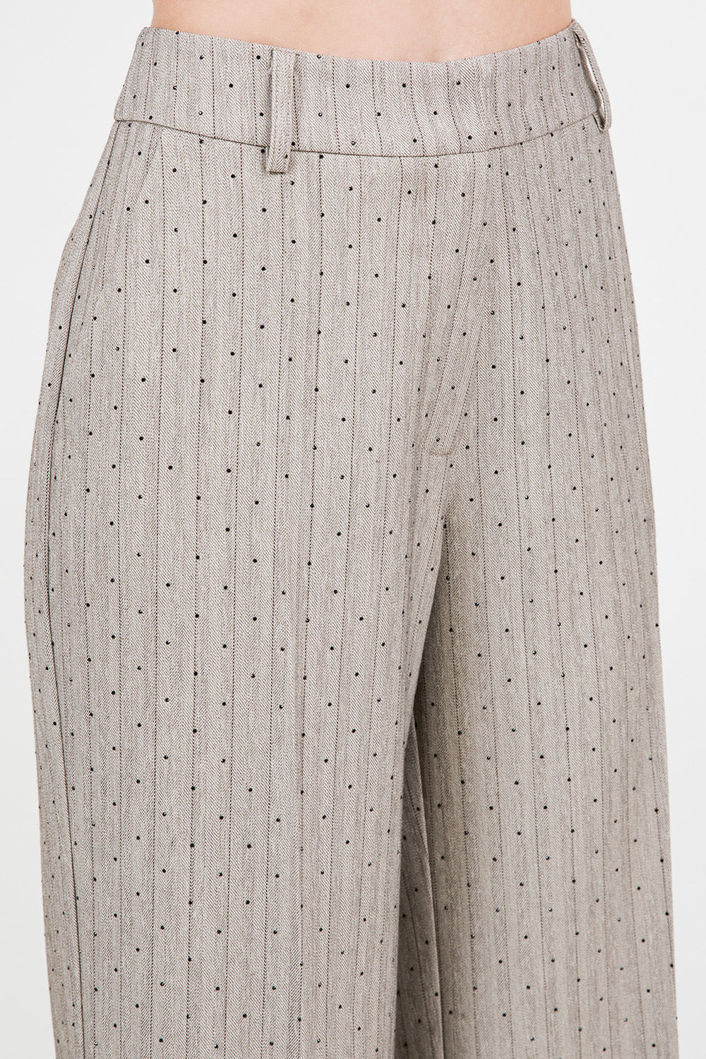 Rhinestone Pinstripe Trousers - taupe, womens pants/matching set collection