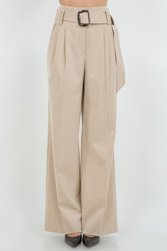Straight Leg Trouser With Belt - tan, womens pants collection