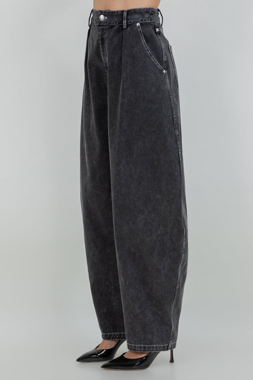Barrel Leg Pant - black, womens pant/matching set collection