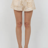 Embroidered Elastic Waist Short