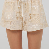 Embroidered Elastic Waist Short