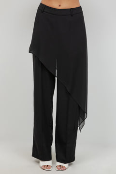 Trousers With Chiffon Skirt Overlay