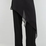 Trousers With Chiffon Skirt Overlay