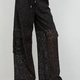 Elastic Waist Lace Pant With Side Pockets