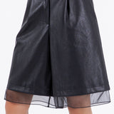 Organza Faux Leather Bermuda Short
