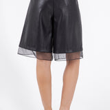 Organza Faux Leather Bermuda Short