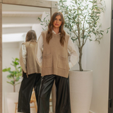 PU Wide Straight Leg Pant - black, womens pant collection