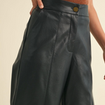 PU Wide Straight Leg Pant - black, womens pant collection