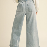 Washed Denim With Tie Front Pants