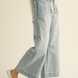 Washed Denim With Tie Front Pants