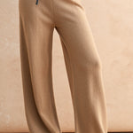 Ruffle Bottom Hem Knit Pant - mocha/grey, womens pants/matching set collection