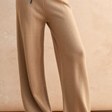 Ruffle Bottom Hem Knit Pant - mocha/grey, womens pants/matching set collection