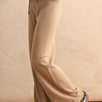 Ruffle Bottom Hem Knit Pant - mocha/grey, womens pants/matching set collection