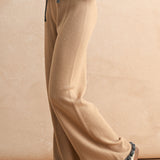 Ruffle Bottom Hem Knit Pant - mocha/grey, womens pants/matching set collection