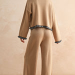 Ruffle Bottom Hem Knit Pant - mocha/grey, womens pants/matching set collection