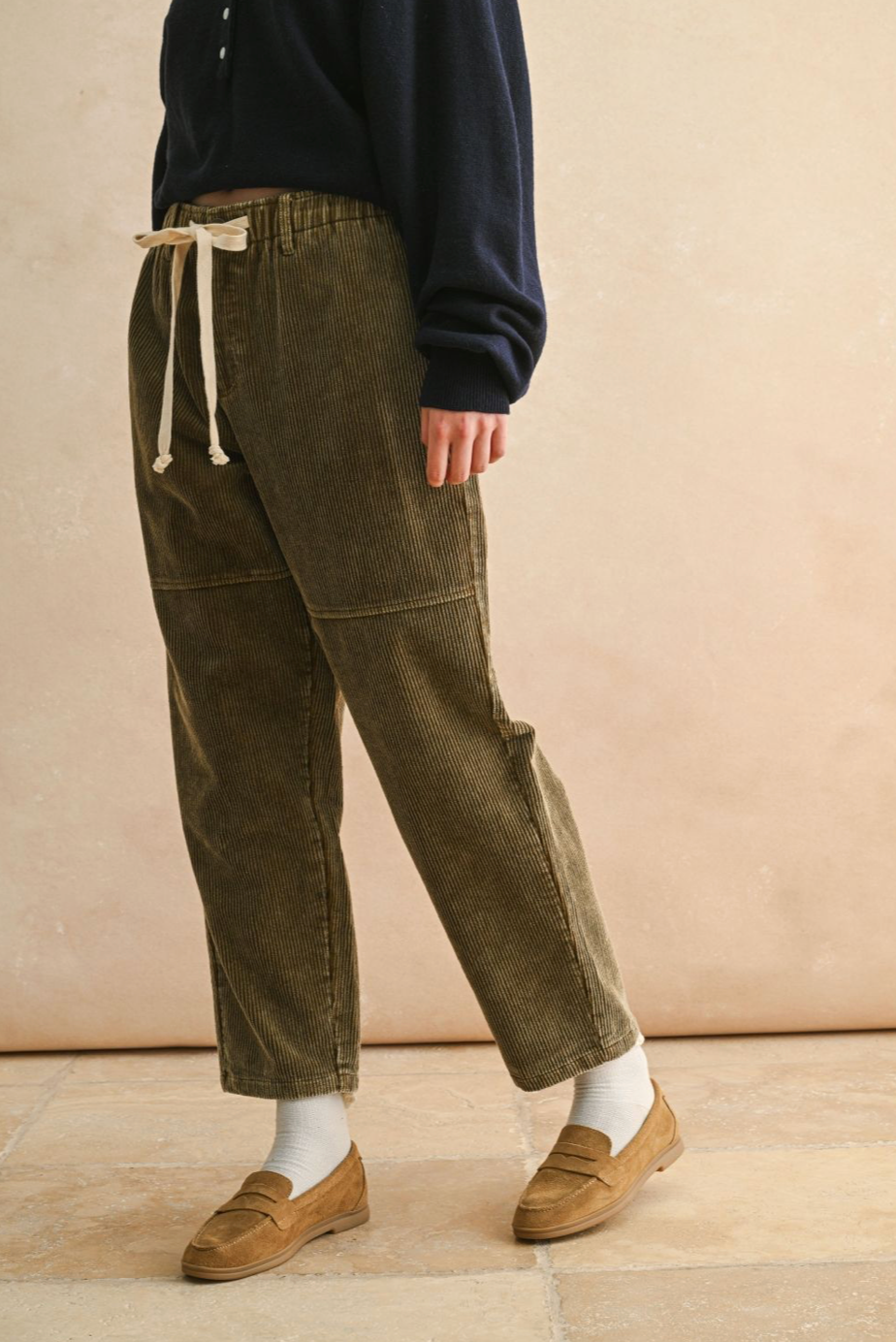 Washed Corduroy Barrel Pant - olive, womens pants collection