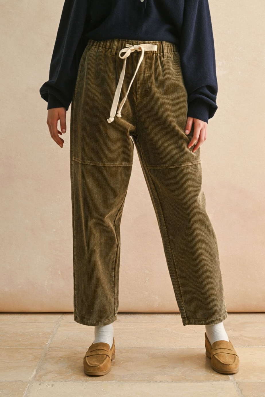 Washed Corduroy Barrel Pant - olive, womens pants collection