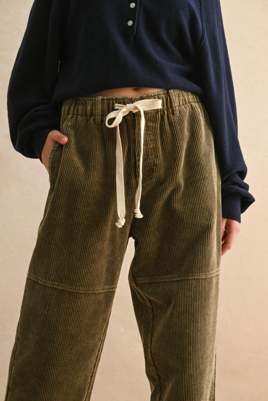 Washed Corduroy Barrel Pant - olive, womens pants collection