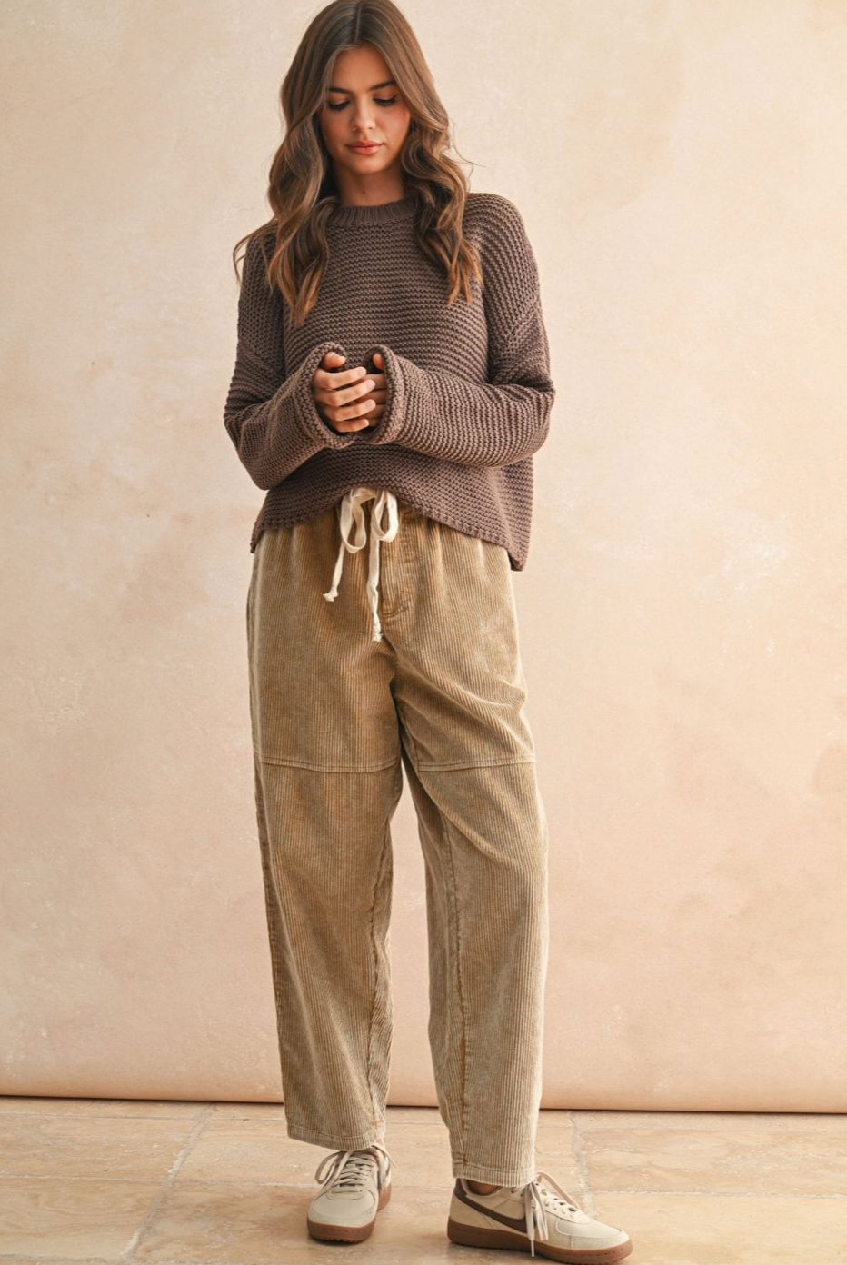 Washed Corduroy Barrel Pant - tan, womens pants collection