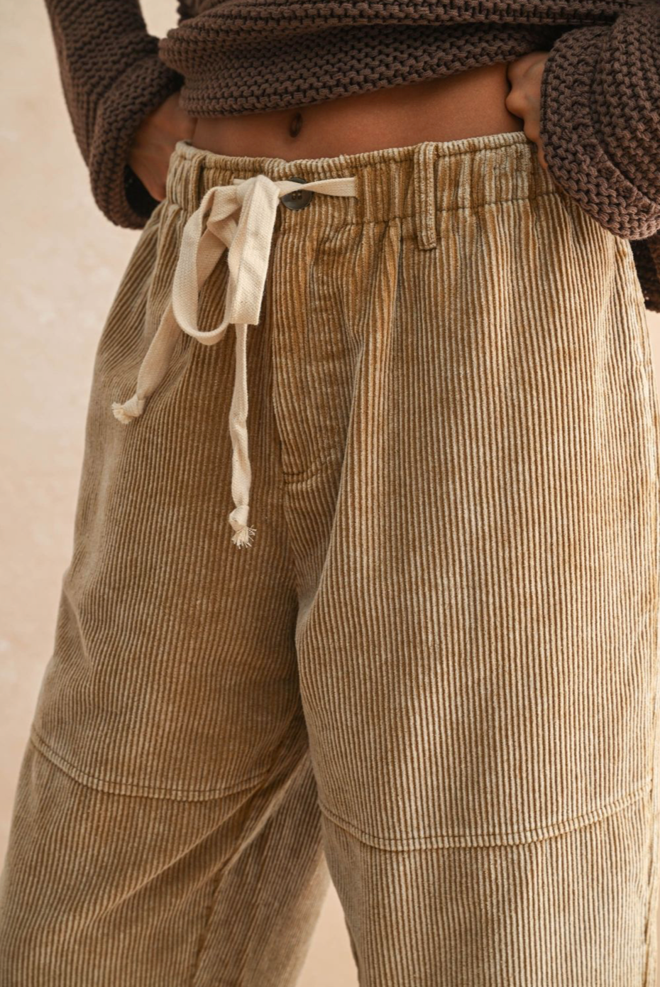 Washed Corduroy Barrel Pant - tan, womens pants collection