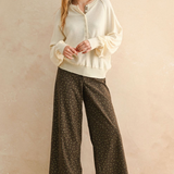 Printed Corduroy Pants - brown multi pattern, womens pant collection