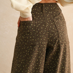 Printed Corduroy Pants - brown multi pattern, womens pant collection