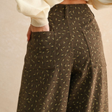 Printed Corduroy Pants - brown multi pattern, womens pant collection