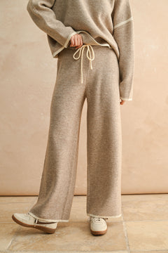 Wide Leg Sweater Pant - mocha, womens pant/matching set collection