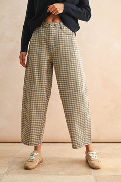Checker Detail Barrel Pant