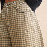Checker Detail Barrel Pant