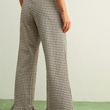 Gingham Printed Pant Ruffle Hem