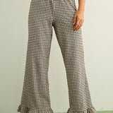 Gingham Printed Pant Ruffle Hem