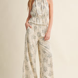 Floral Print Smocking Waist Pant