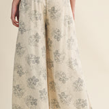 Floral Print Smocking Waist Pant