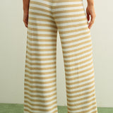 Stripe Pattern Button Front Top and Pant Set