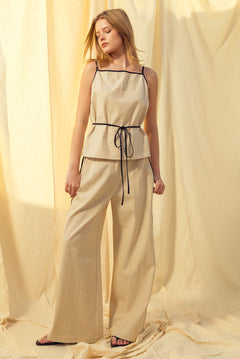 Linen Trouser With Piping Detail