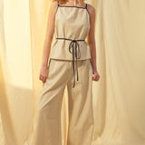 Linen Top With Contrast Piping