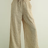 Mixed Gingham Straight Pant